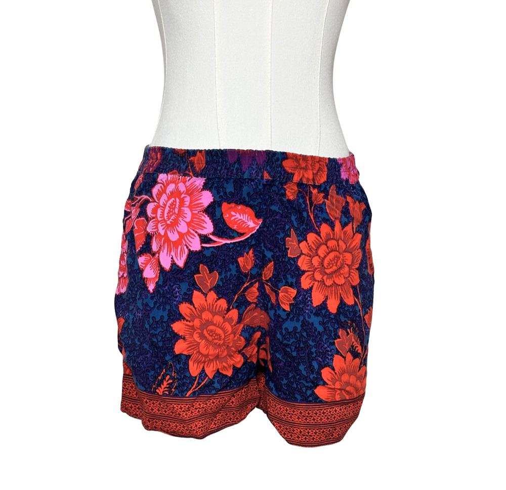 Anthropologie ett twa Floral Pull On Micro Shorts Elastic Waist Pockets Small